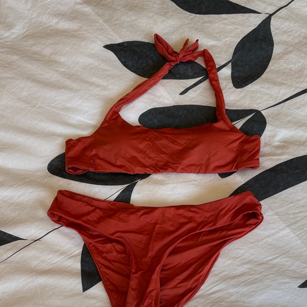 BECCA Rust-Red Halter Bikini Set